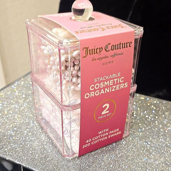 Juicy Couture Home JC Crown & Heart Logo Stackable Cosmetic Organizers 2-PC Set - Picture 4 of 6